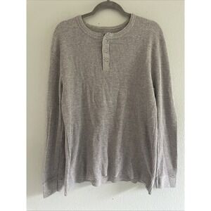Fruit of the Loom Shirt Mens 2XL‎ Gray Thermal Waffle Knit Henley Long Sleeve